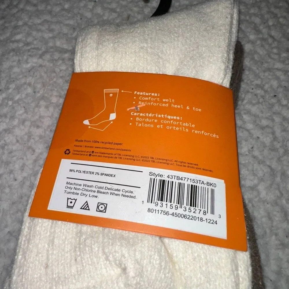 Timberland Women’s Super Soft Boot Socks 2 Pairs Brown Cream Cable Knit NWT